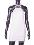 Bright Diamond Hip Hugging Personalized Neck Hanging Fishing Net Rhinestone Dress