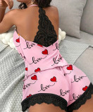 Lace Patchwork Home Lingerie Set