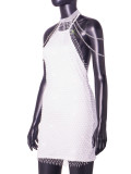 Bright Diamond Hip Hugging Personalized Neck Hanging Fishing Net Rhinestone Dress