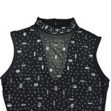 Sleeveless Rhinestone Long Dress