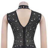 Sleeveless Rhinestone Long Dress