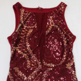 Tight Round Neck Sequined Hip Hugging Dress