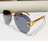 Frameless Metal Wood Grain Leg Sunglasses