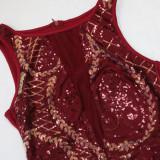 Tight Round Neck Sequined Hip Hugging Dress