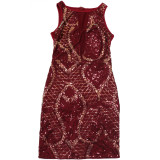 Tight Round Neck Sequined Hip Hugging Dress