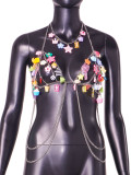 Colorful Accessories Beaded Body Chain Hanging Neck Strap Top