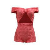 Hollow Out Jumpsuit with One Shoulder Solid Color