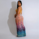 Slim Fit Hip Hugging Dress with Rhinestone Hot Stamping Long Skirt
