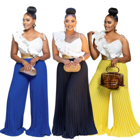 Long Sleeved Slim Fit Wide Leg Casual Sleeveless Jumpsuit