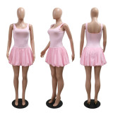 Leisure Sleeveless Pure Lantern Skirt