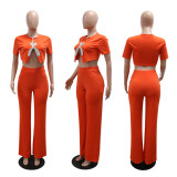 Short Sleeved Micro Flared Pants Fashion Two-piece Set