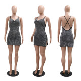 Sling Slit Hot Diamond Dress