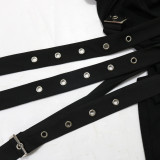 Slanted Shoulder See Through  Irregular Short Skirt Without Underwear