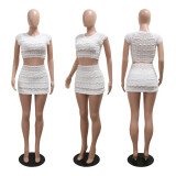 Round Neck Top Hip Hugging Short Skirt Two-piece Set