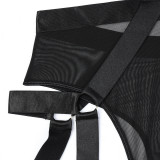 Wide Shoulder Straps Mesh Fabric See Through Underwear Sexy Jumpsuit