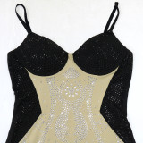 Strap and Rhinestone Dress Hip Hugging Short Skirt Evening Gown