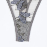 Butterfly 3D Embroidery Perspective Sexy Underwear Sex Set