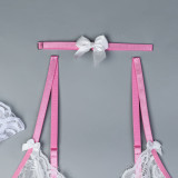 Strap Lace Skirt Bow Set with Socks Included