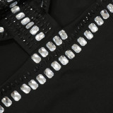 Round Neck Sleeveless Rhinestone Dress