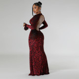 Round Neck Long Sleeved Hollow Out Long Dress