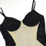 Strap and Rhinestone Dress Hip Hugging Short Skirt Evening Gown