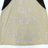 Strap and Rhinestone Dress Hip Hugging Short Skirt Evening Gown