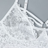 Two Piece Set of Elastic Printed Mesh Spliced Home Pajamas