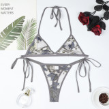 Butterfly 3D Embroidery Perspective Sexy Underwear Sex Set