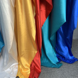 Bright Silky Satin Loose V-neck Batball Sleeve Mid Sleeve Dress