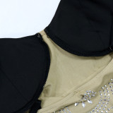 Strap and Rhinestone Dress Hip Hugging Short Skirt Evening Gown