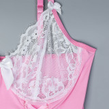 Strap Lace Skirt Bow Set with Socks Included