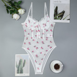 Lace Printed Suspender Waist Hugging Jumpsuit