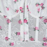 Lace Printed Suspender Waist Hugging Jumpsuit