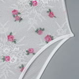 Lace Printed Suspender Waist Hugging Jumpsuit