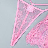 Four Piece Pink Cute Lingerie Set with Socks Included