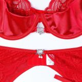 Christmas Valentine's Day Red Lace Splicing Pendant Sexy Underwear Four Piece Set