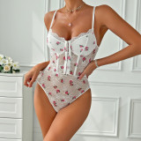 Lace Printed Suspender Waist Hugging Jumpsuit