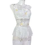 3D Embroidery Flower Splicing Lace Four Piece Set