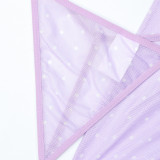 Embroidered Floral Patchwork Tight Fitting Dress with Suspender and See Through Nightgown