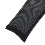 Eyelash Lace Long Sleeved Black Jumpsuit