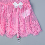 Four Piece Pink Cute Lingerie Set with Socks Included