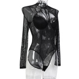 Eyelash Lace Long Sleeved Black Jumpsuit