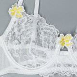 3D Embroidery Flower Splicing Lace Four Piece Set