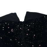 V-neck Strapless Hip Hugging Tassel Sequin Dress