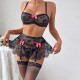 Four Piece Pink Cute Lingerie Set with Socks Included