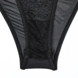 Eyelash Lace Long Sleeved Black Jumpsuit