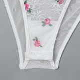 Lace Printed Suspender Waist Hugging Jumpsuit