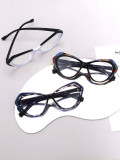 Anti blue light cat eye glasses with floral frame flat lens