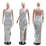 Strap Strap Large Bead Irregular Dress