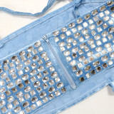 Blacktop and Navel Exposed Short Top Two-piece Set with Hot Stamping